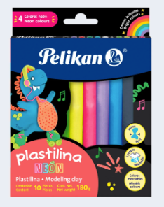 PLASTILINA PELIKAN NEON / SURTIDO X 10