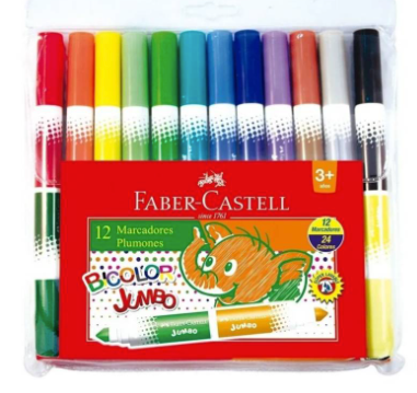 PLUMON FABER CASTELL JUMBO X 12 DOBLE PUNTA