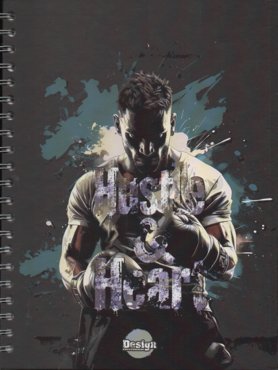 Cuaderno argollado grande 105 masculino cuadriculado pasta dura Hustle and hear