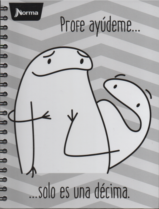 Cuaderno argollado grande 105 masculino cuadriculado pasta dura Meme Profe ayúdeme! es solo una décima!!