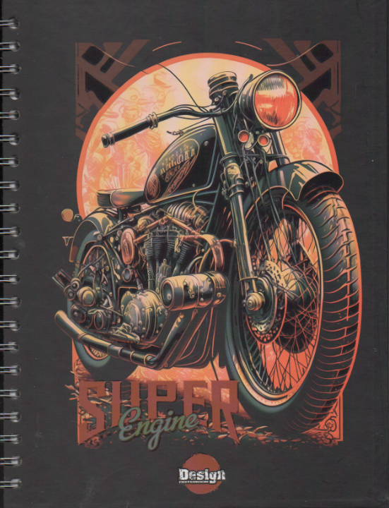 Cuaderno argollado grande 105 masculino cuadriculado pasta dura SUper Engine