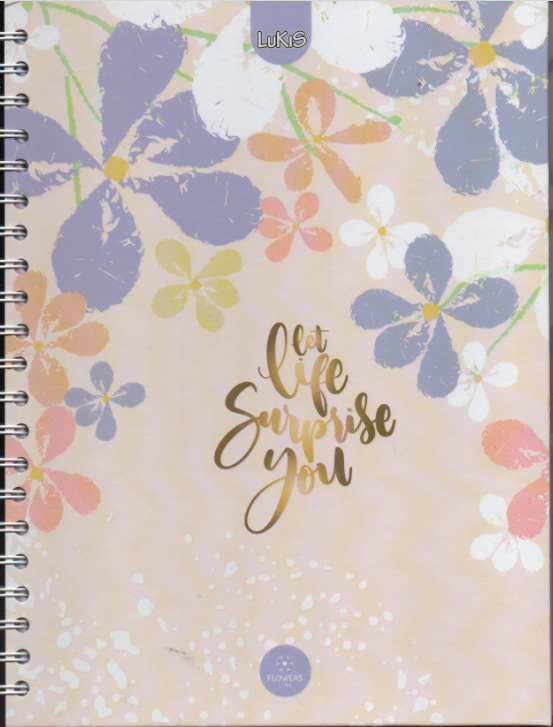 Cuaderno argollado grande 105 femenino cuadriculado pasta dura Let life surprise you