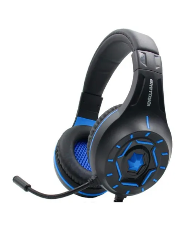 Auriculares con micrófono para gaming, oficina, estudio conector plug 3.5mm compatible con consolas y computadoras Color Azul
