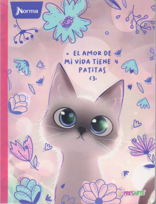 Cuaderno cosido cuadriculado niña x 100 El amor de mi vida tiene 4 patitas