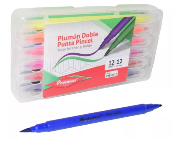 Plumones Pentmax doble punta/punta pincel x 12