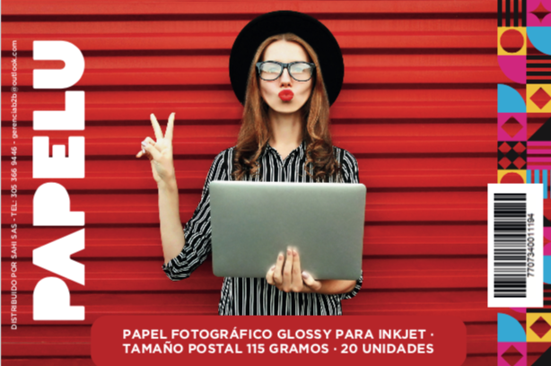 Papel fotográfico glossy 115 gr inkjet POSTAL x 20 unidades