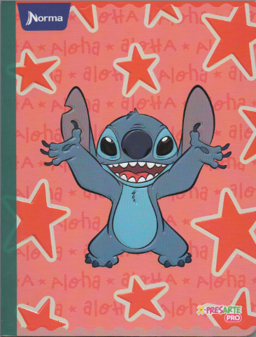 Cuaderno cosido rayado niña x 100 hojas Stitch estrellas