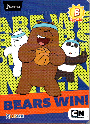Cuaderno niño cuadritos tipo B 100 hojas BEARS WINS