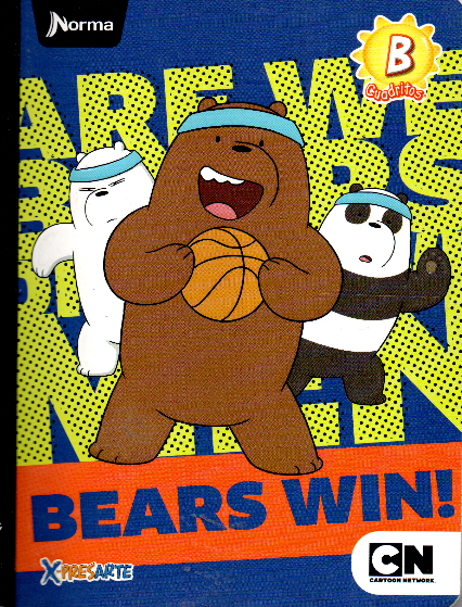 Cuaderno niño cuadritos tipo A 100 hojas BEARS WIN