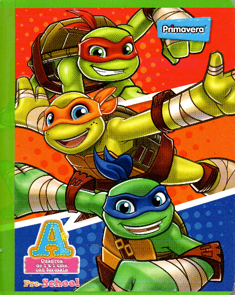 Cuaderno niño cuadritos tipo A 100 hojas TORTUGAS NINJA
