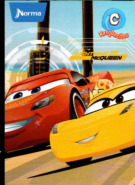 Cuaderno niño rengloncitos tipo C 100 hojas CARS MCQUEEN