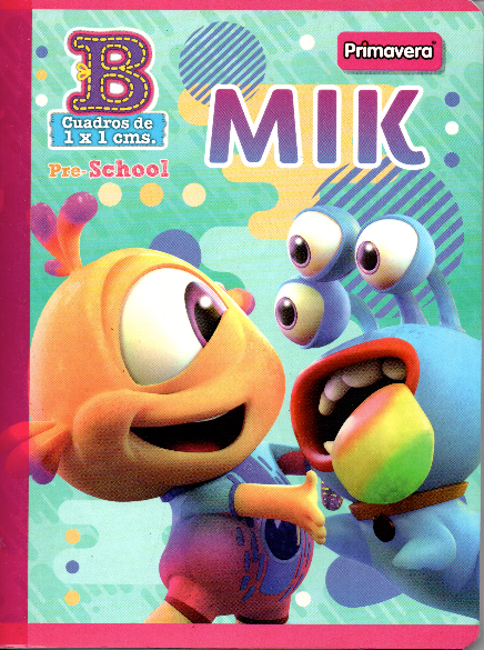 Cuaderno niña cuadritos tipo b 100 hojas MIK