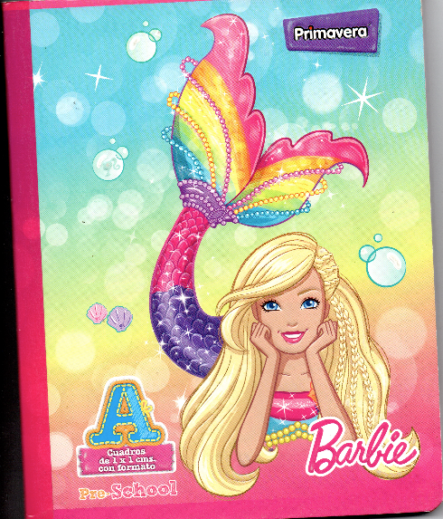 Cuaderno niña cuadritos tipo A 100 hojas SIRENA BARBIE