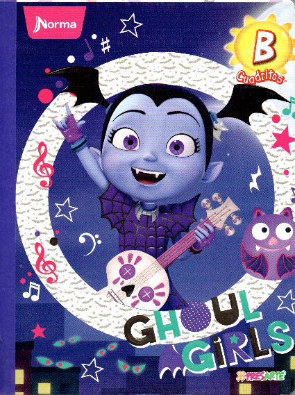 Cuaderno niña cuadritos tipo b 100 hojas VAMPIRINA