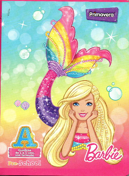 Cuaderno niño cuadritos tipo b 100 hojas BARBIE