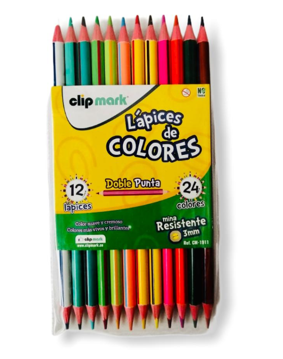Colores Clip Mark Gigo x 12 doblepunta