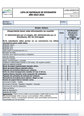 Paquetes octavo Colina 2023