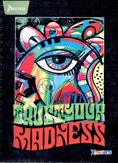 Cuaderno argollado grande 105 masculino cuadriculado pasta dura Trust your madness