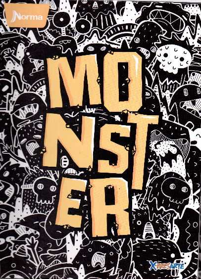 Cuaderno argollado grande 105 masculino cuadriculado pasta dura Monster