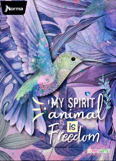 Cuaderno argollado grande 105 femenino cuadriculado pasta dura My spirit animal es freedom