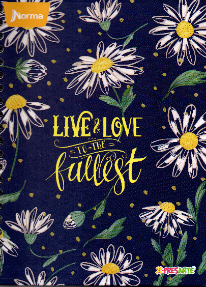 Cuaderno argollado grande 105 femenino cuadriculado pasta dura Live & love