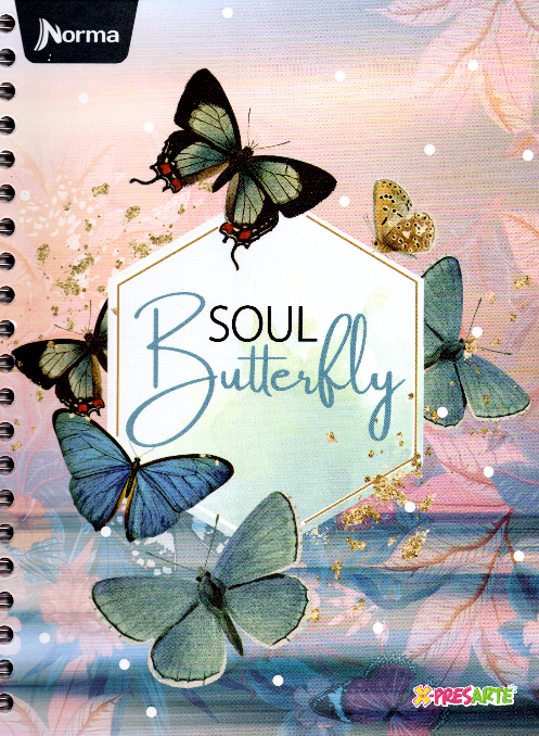Cuaderno argollado grande 105 femenino cuadriculado pasta dura Soul Butterfly
