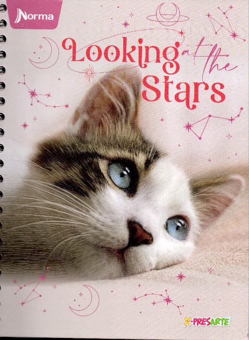 Cuaderno argollado grande 105 femenino cuadriculado pasta dura Looking the stars