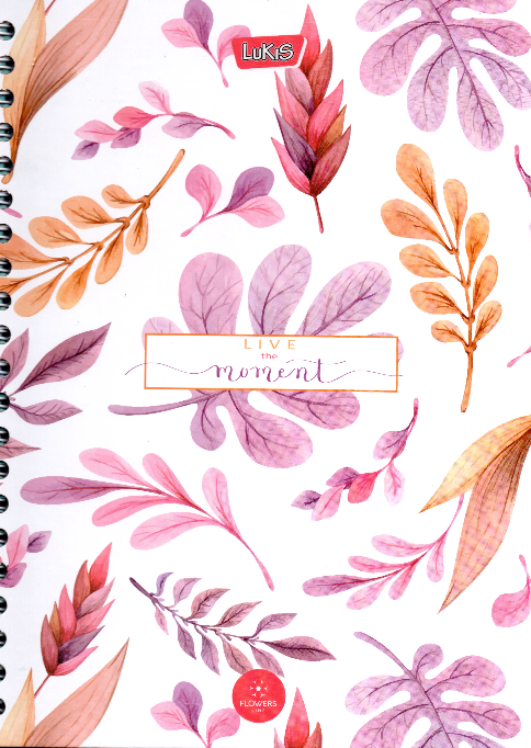Cuaderno argollado grande 105 femenino cuadriculado pasta dura Live the moment