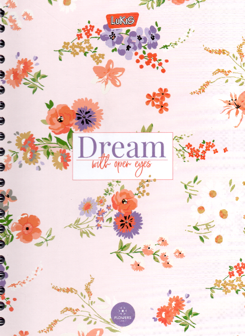 Cuaderno argollado grande 105 femenino cuadriculado pasta dura Dream with open eyes