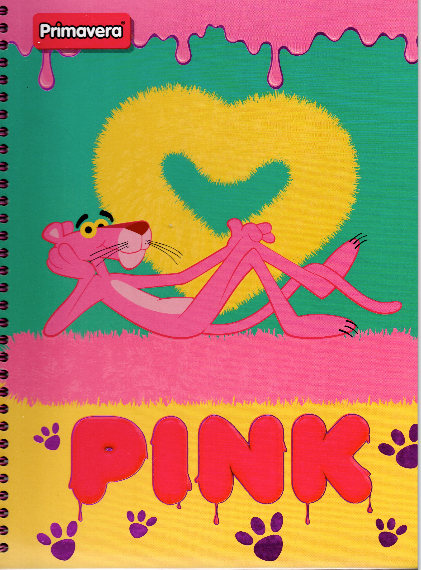 Cuaderno argollado grande 105 masculino cuadriculado pasta dura pink panter