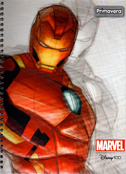 Cuaderno argollado grande 105 masculino cuadriculado pasta dura Marvel iron man