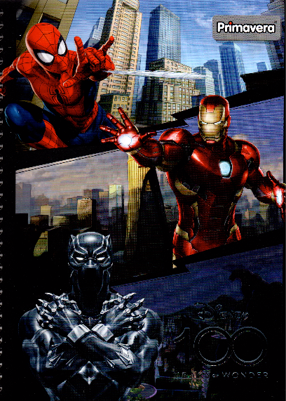 Cuaderno argollado grande 105 masculino cuadriculado pasta dura 100 years heroes
