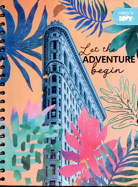 Cuaderno argollado grande 105 femenino cuadriculado pasta dura Let the adventure begin
