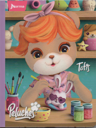 Cuaderno cosido rayado niña x 100 hojas Peluches Tatis pintora