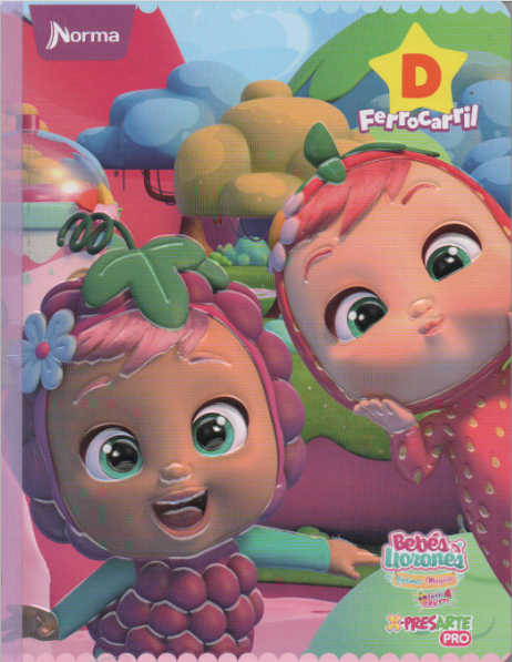 Cuaderno Ferrocarril tipo D 100 hojas bebés llorones Mora fresa