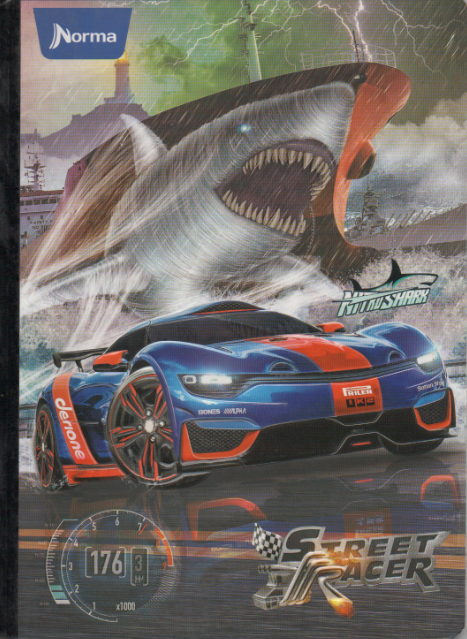 Cuaderno niño RAYADO 50 hojas Street racer Nitro Shark
