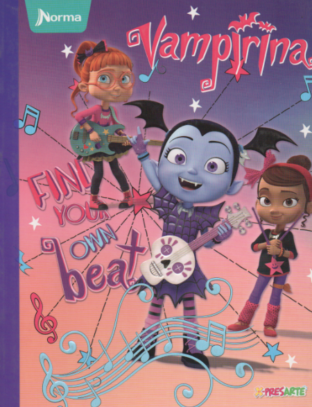 Cuaderno niña rayado 50 hojas Vampirina guitarra
