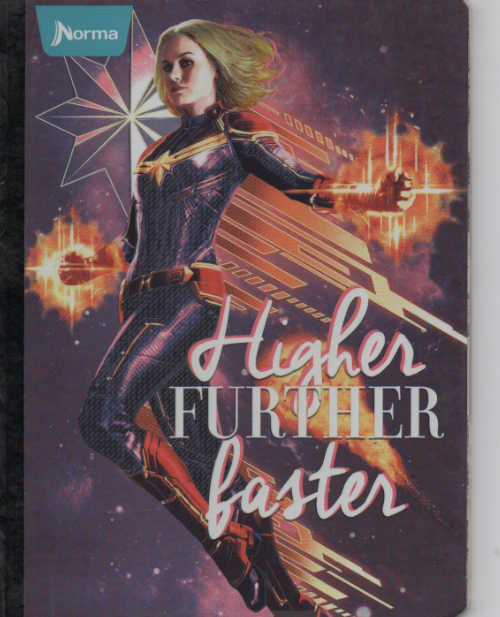Cuaderno niña rayado 50 hojas Captain Marvel  higher further faster