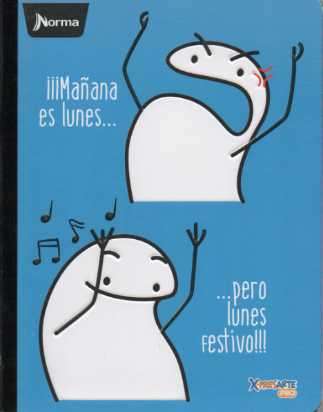Cuaderno cosido rayado niño x 100 Meme Mañana es lunes