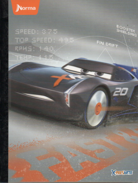 Cuaderno cosido rayado niño x 100 Cars Booster shielding
