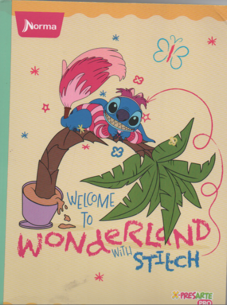 Cuaderno cosido cuadriculado niña x 50 hojas Stitch welcome to wonderland