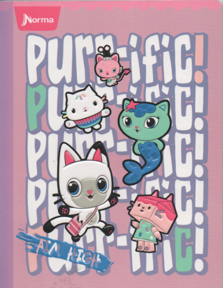 Cuaderno cosido cuadriculado niña x 50 hojas Purrific