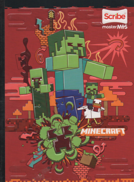 Cuaderno cosido cuadriculado niño x 100 hojas mine craft zombie
