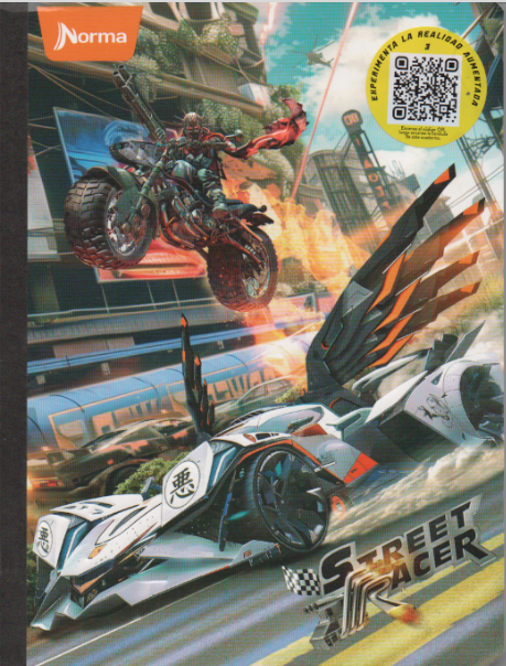 Cuaderno cosido cuadriculado niño x 100 hojas Street racer