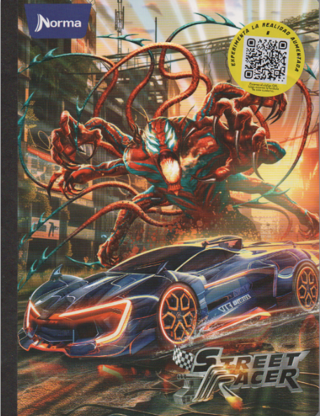 Cuaderno cosido cuadriculado niño x 100 hojas Street racer