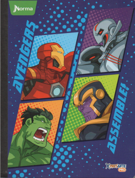 Cuaderno cosido cuadriculado niño x 100 hojas Advengers