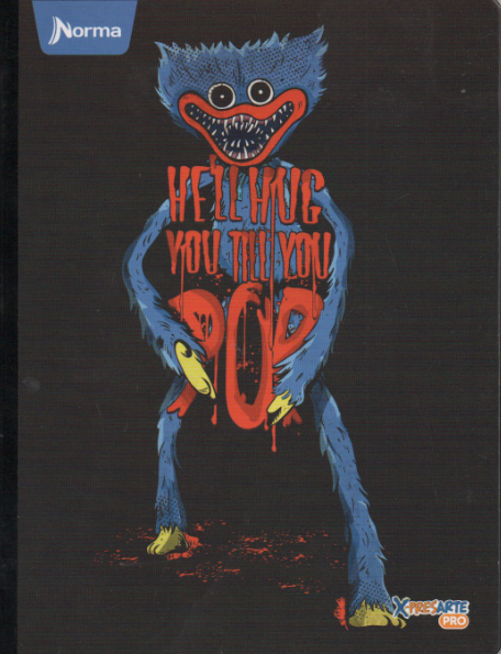 Cuaderno cosido cuadriculado niño x 50 hojas Hellhug you till you pop