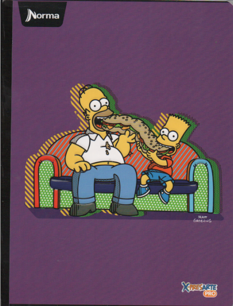 Cuaderno cosido cuadriculado niño x 100 hojas Simpsons