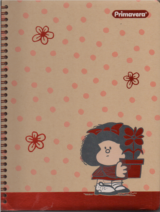 Cuaderno argollado grande 105 femenino cuadriculado pasta dura Mafalda