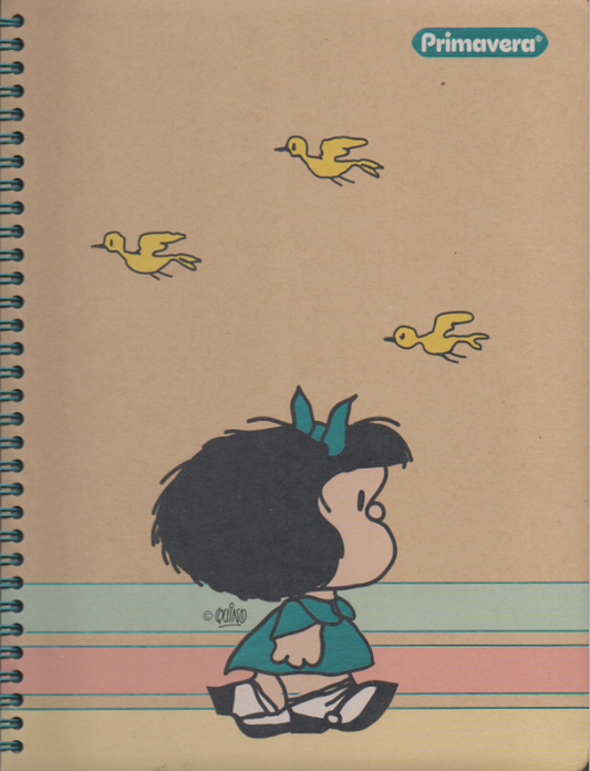 Cuaderno argollado grande 105 femenino cuadriculado pasta dura Mafalda